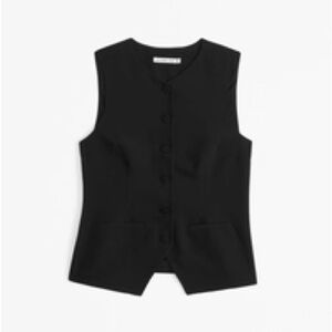 Abercrombie & Fitch Black Sleeveless Button Vest